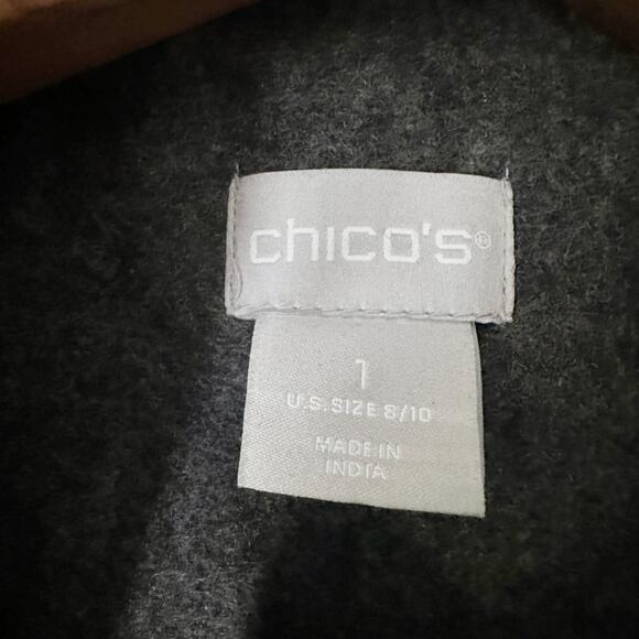 Chico's Size 1 Gray Wool Blend Beaded Embellished Jacket Women’s Size Medium - Picture 11 of 15